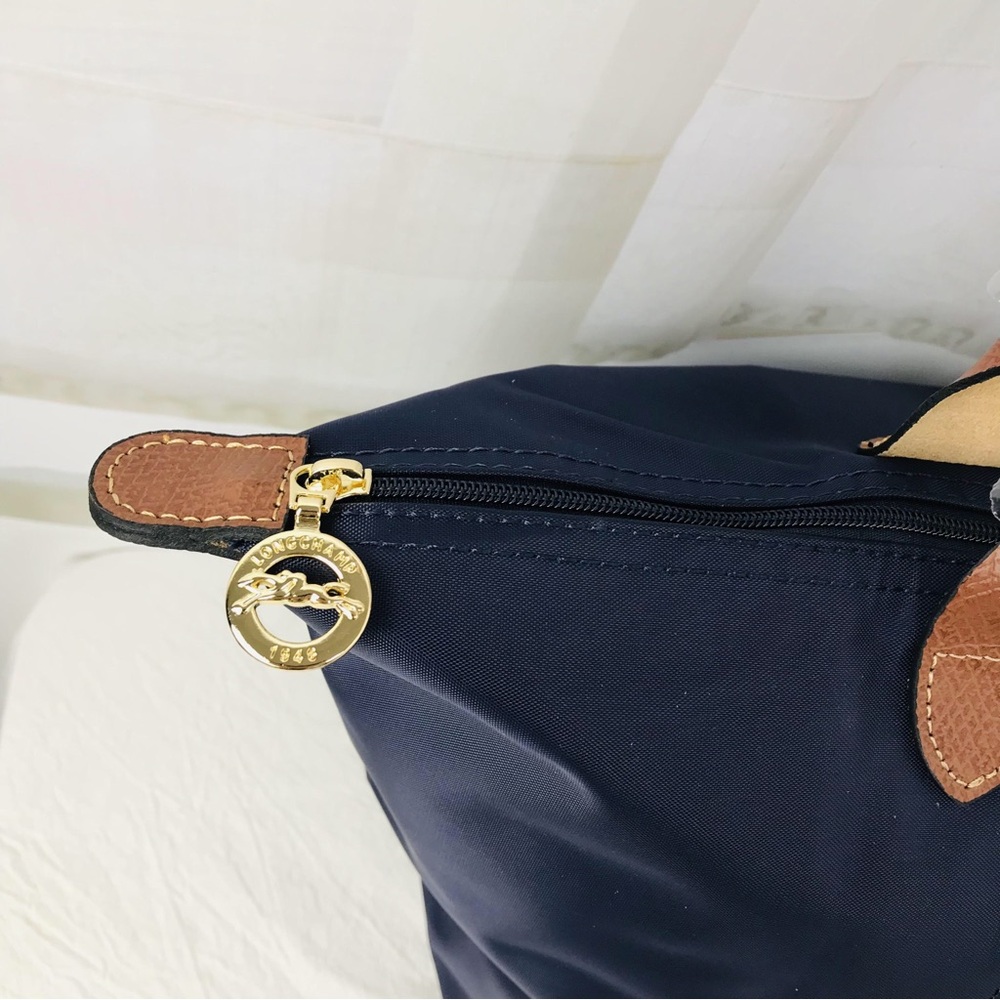 NWT Longchamp Le Pliage Original Large Shoulder Nylon Bag Tote Navy Blue - Picture 11 of 11